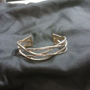 Criss Cross 925 Sterling Silver Open Ended Bangle